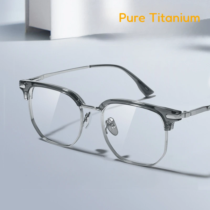 

Fashion Half Frame Pure Titanium Eyeglasses Frames For Men And Women Full Titanium Retro Prescription Myopia Wear Glasses Frame