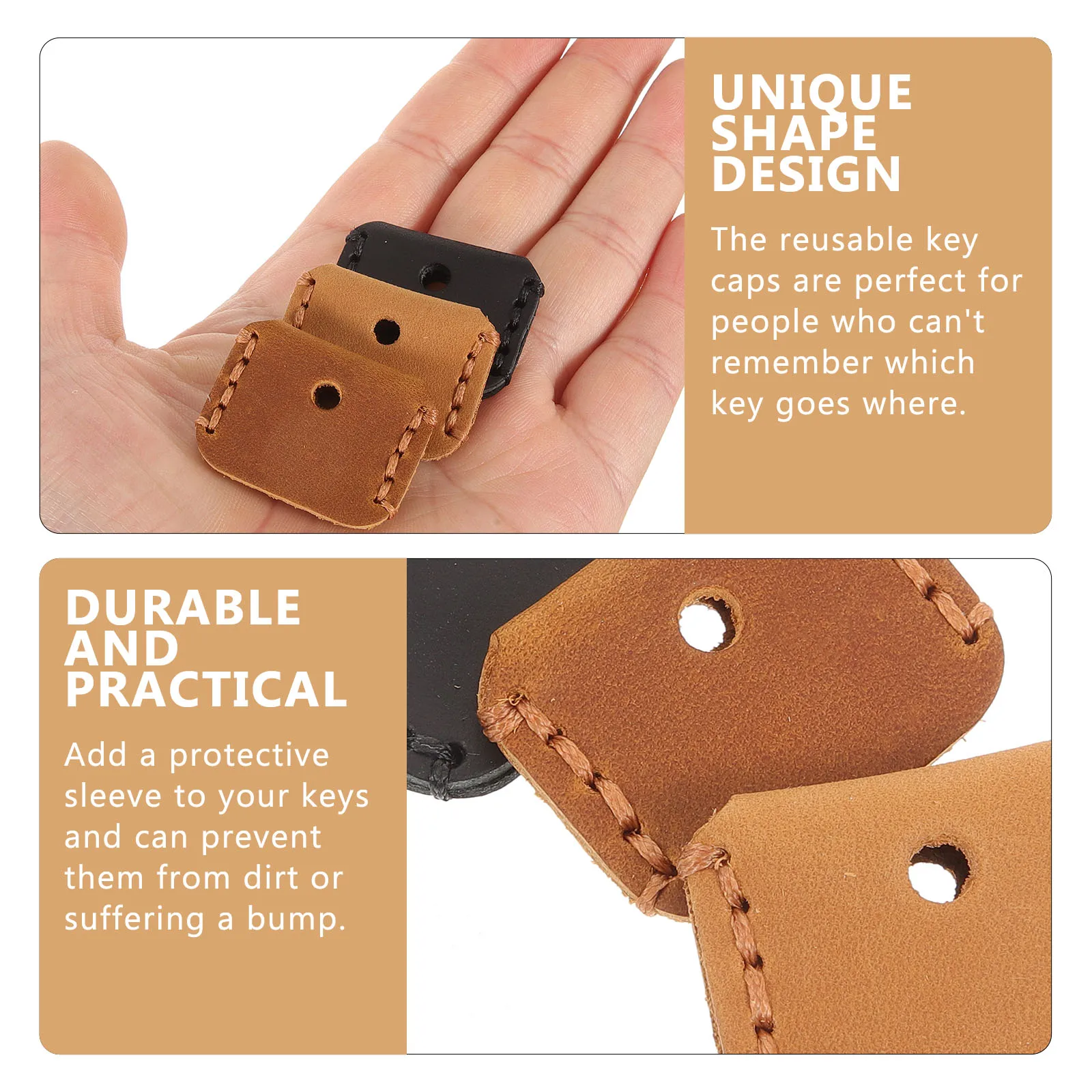 

3pcs Key Covers Caps Practical Car Protective Cover Simple Keychain Holder Black Brown Camel Small Gifts