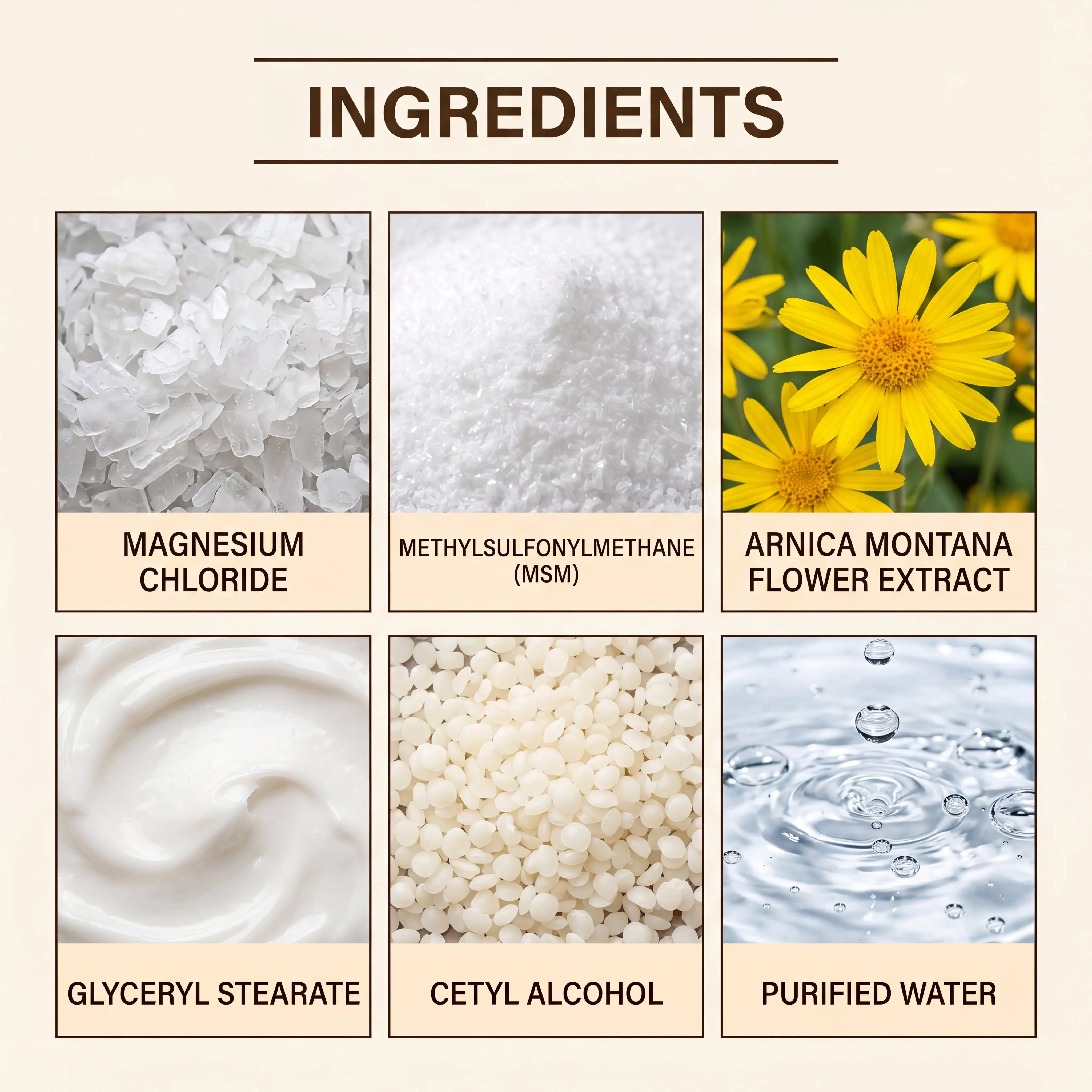 Magnesium body Cream Arnica extract Moisturizing Repairing Body Care Cream Anti Dryness Anti Sensitivity Thick Cream Moisturizer