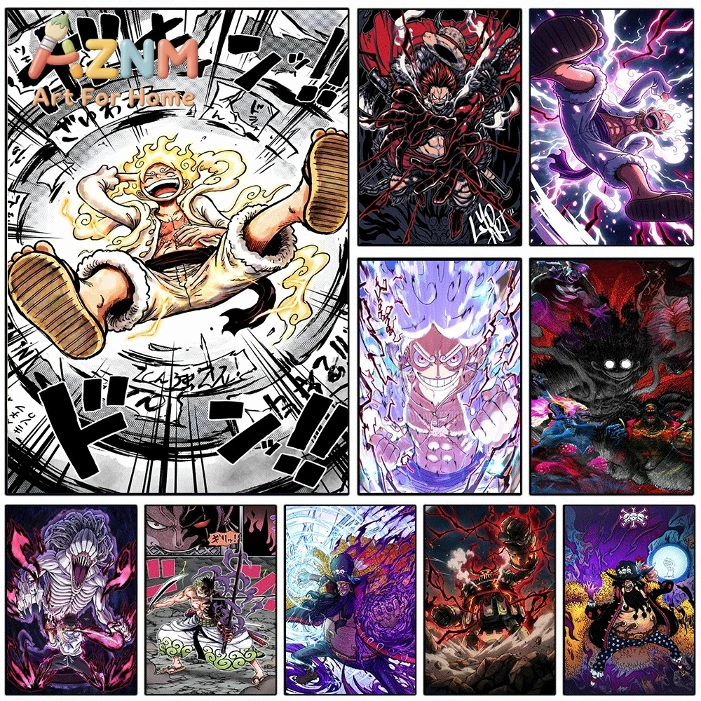 One Piece Luffy Gear 5 Nika Manga Panel Collage Anime Canvas Wall Art Unframed Single Canvas Print Wall Poster For Bedroom Liv