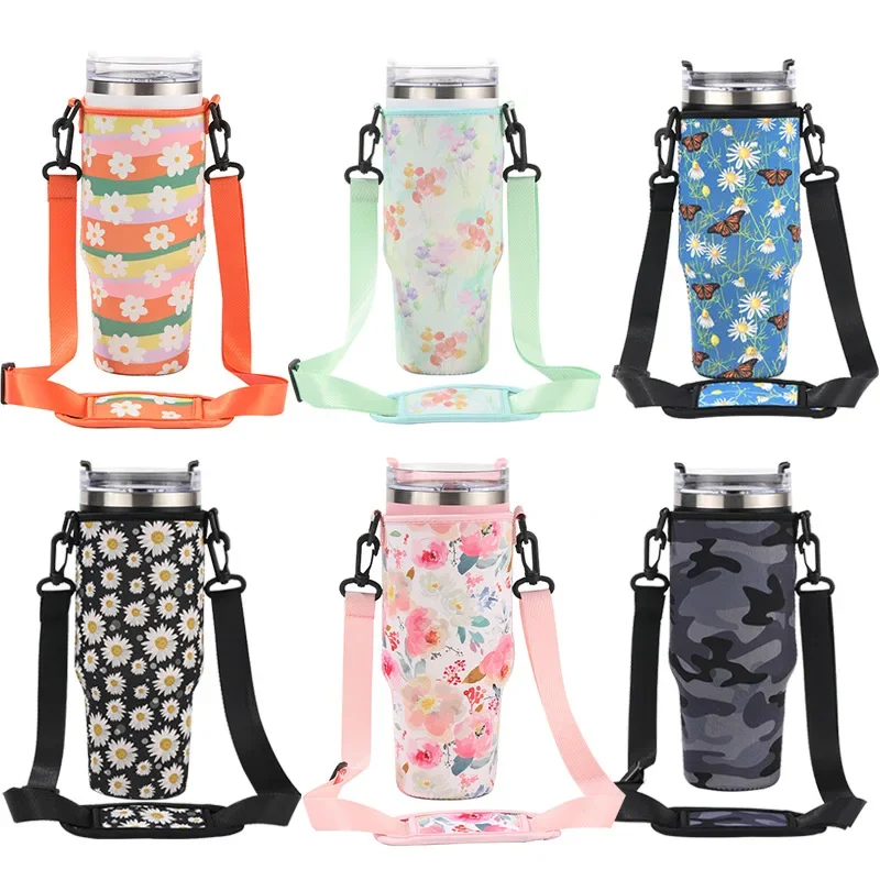 

New 40oz/30oz Ice Brave Cup Set Water Cup Set Diving Material Cup Oblique Straddle Bag Stanley Cow Pattern Handle Water Bottle