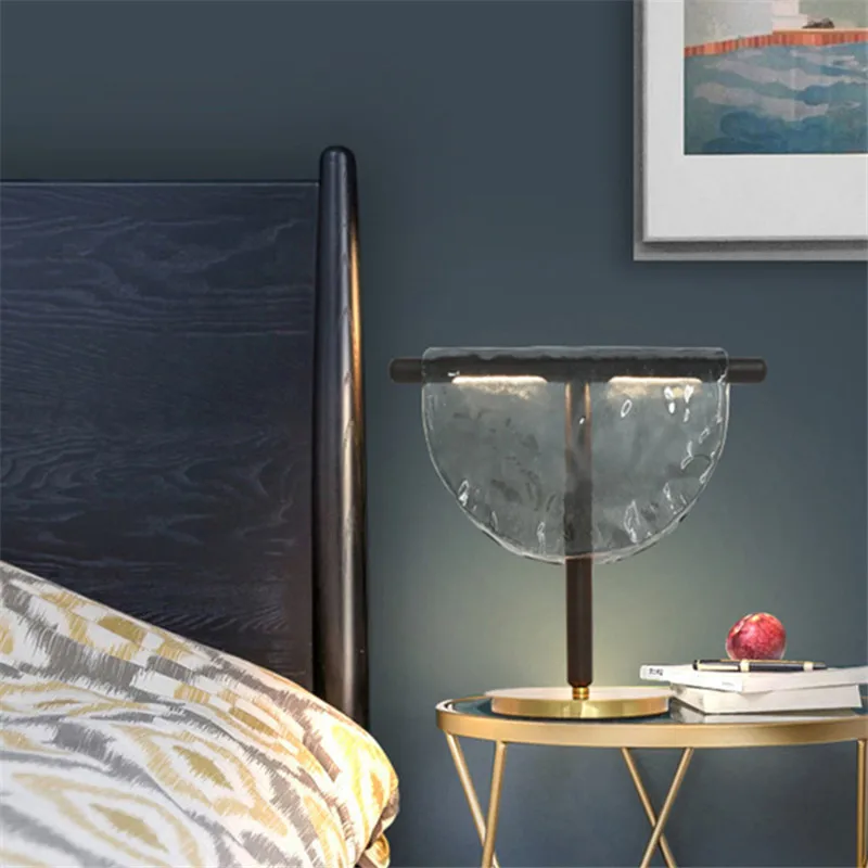 

Vintage table lamp Creative Amber / Gray Color Ripple Looking glass lamp Living Room Decor bedroom office desk decoration light