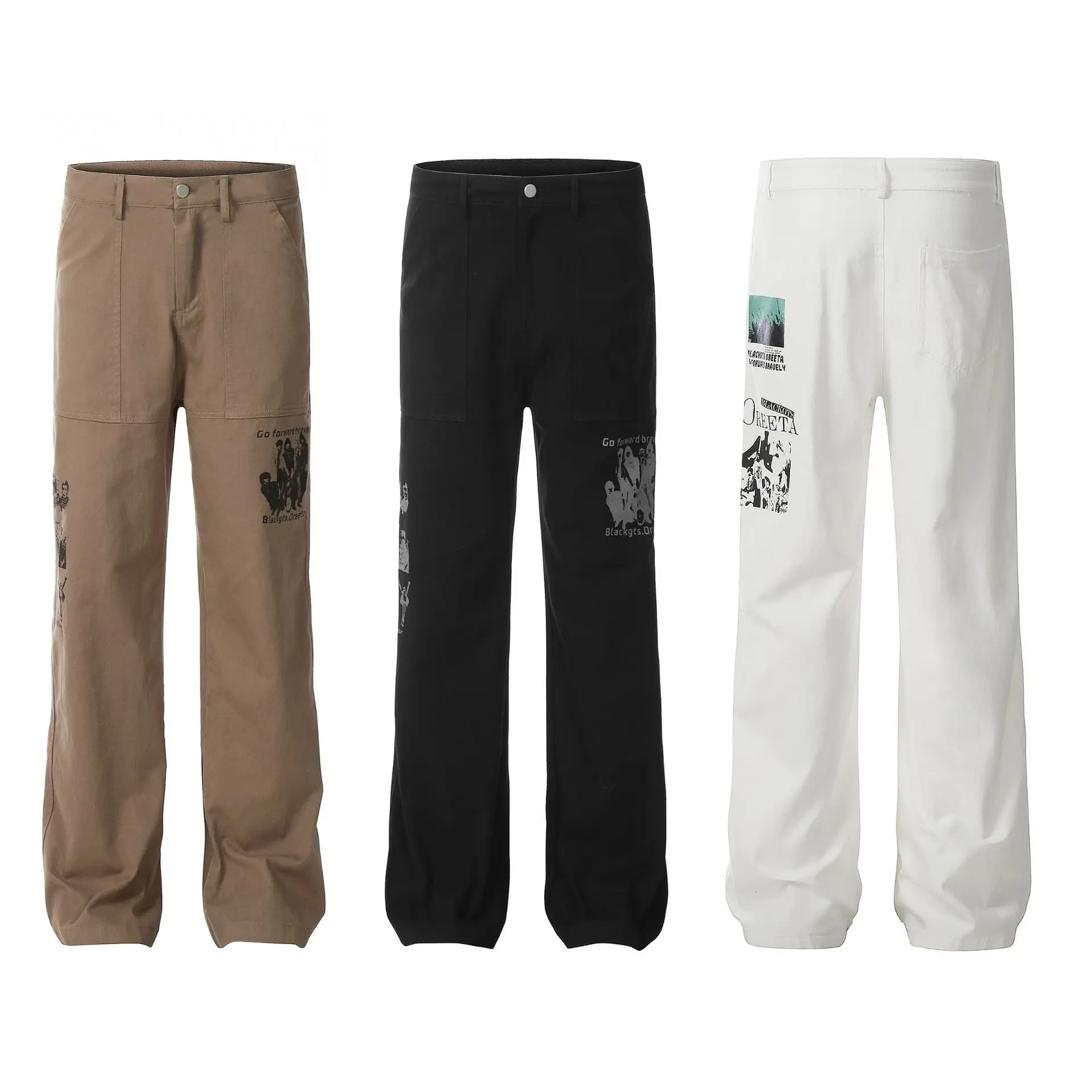 OR FL American Street Hip-hop 100 Cotton Women Workwear Jeans Graffiti Print Retro Versatile Casual Pants Women's Trousers Y2k