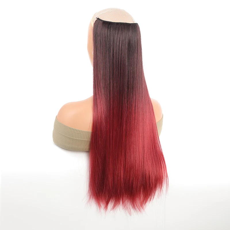 PAGEUP No Clip Natural Hair Extensions Invisible Wire Synthetic Long Straight Black Red Grey False Fish Line Hairpiece For Women