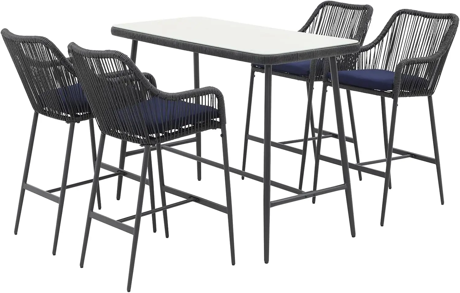 

Joivi 5-Piece Patio Bar Dining Set, Bar Height Outdoor Table And Chairs Set With 4 Bar Stools, Cushions & 41"" Table For Patio,