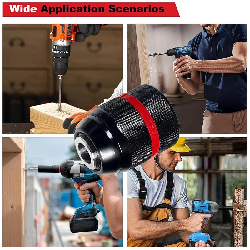 

ABZL Keyless Drill Chuck For Milwaukee, 1/2-20UNF Mount, 1.5-13Mm Self-Tighten, With SDS-Plus & Hex Shank Adapters