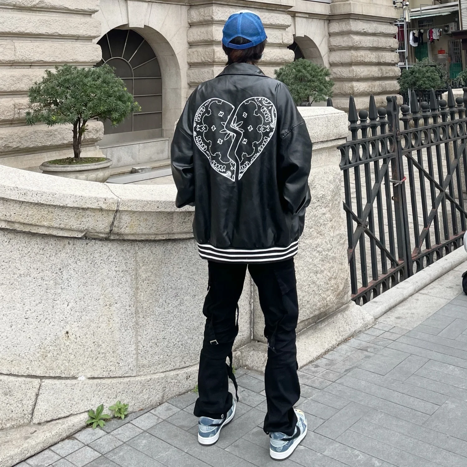 European And American Street Vibe Style Bandage Multi Pocket Straight Cargo Pants Zipper Trend Pants Men