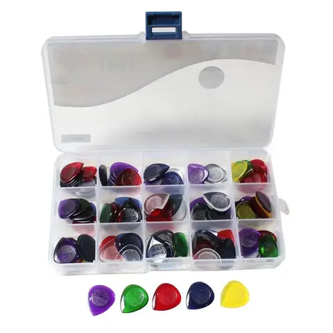 100pcs 앨리스 기타 베이스 추천 AP-100JS 내구성 클리어 퓨어 컬러 Plectrum 1.0 2.0 3.0 기타 픽업 케이스 박스와 혼합 소형