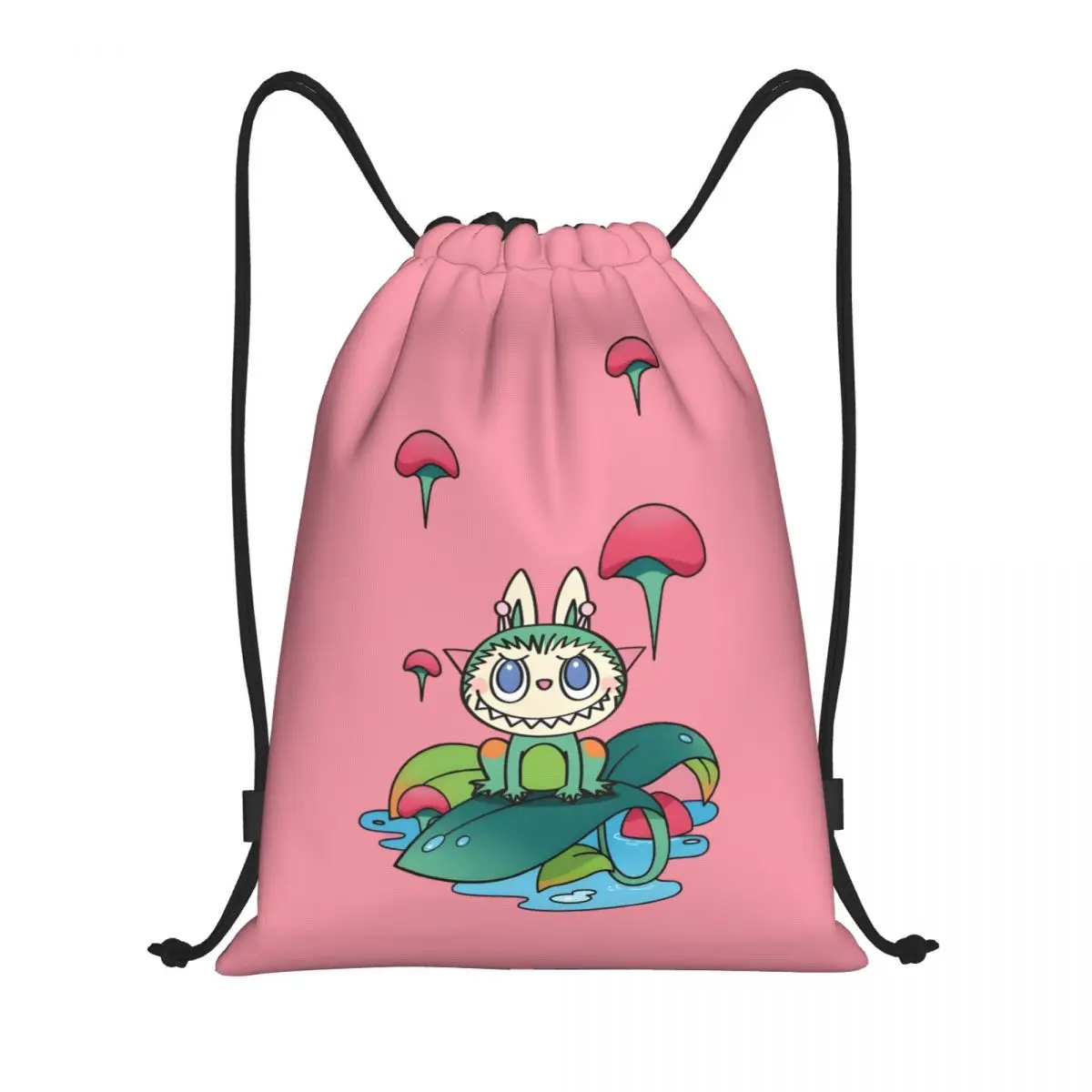 

Custom Labubues Drawstring Backpack Sports Gym Bag for Women Men Plush Toy Monster Training Sackpack
