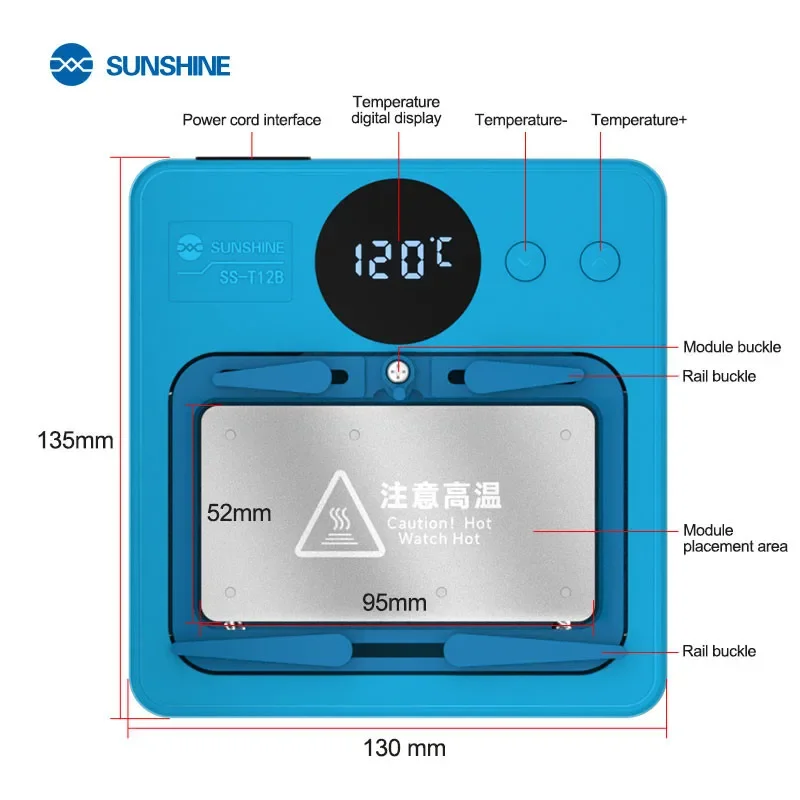 منصة تسخين SUNSHINE SS-T12B لسلسلة IP 7-16 / اللوحات الأم سامسونج للتدفئة السريعة أثناء التفكيك #6