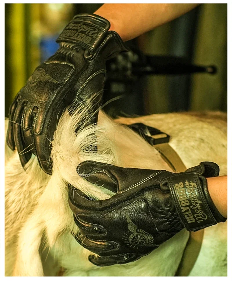 Uglybros Retro Motorcycle Gloves Men Women Genuine Leather Racing Gloves Touchscreen For Motorbike Training Race
