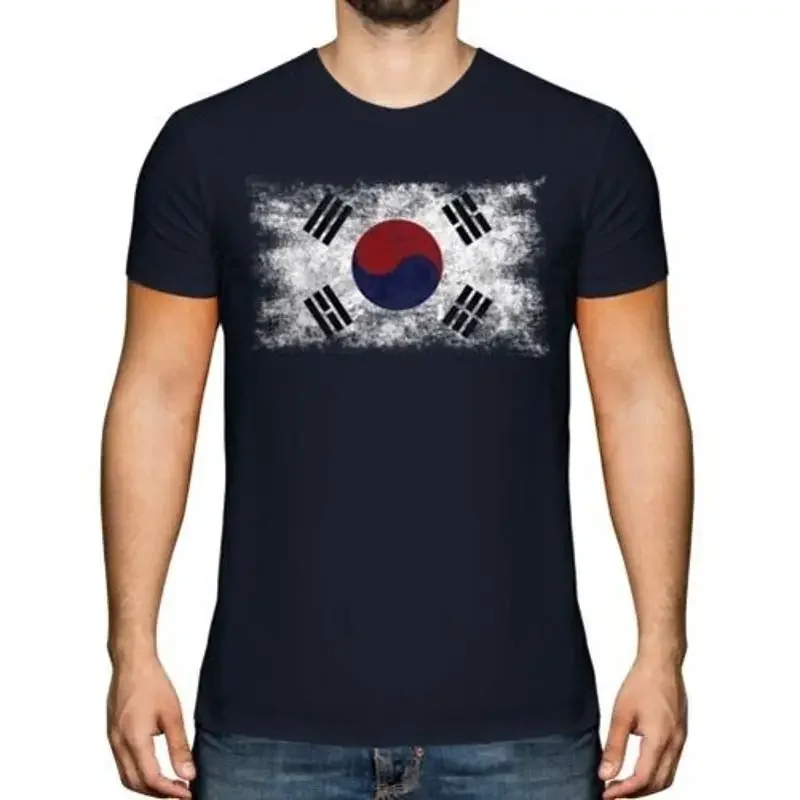 Südkorea Distressed Flag Herren Top Hanguk Koreanisches Shirt Fußball