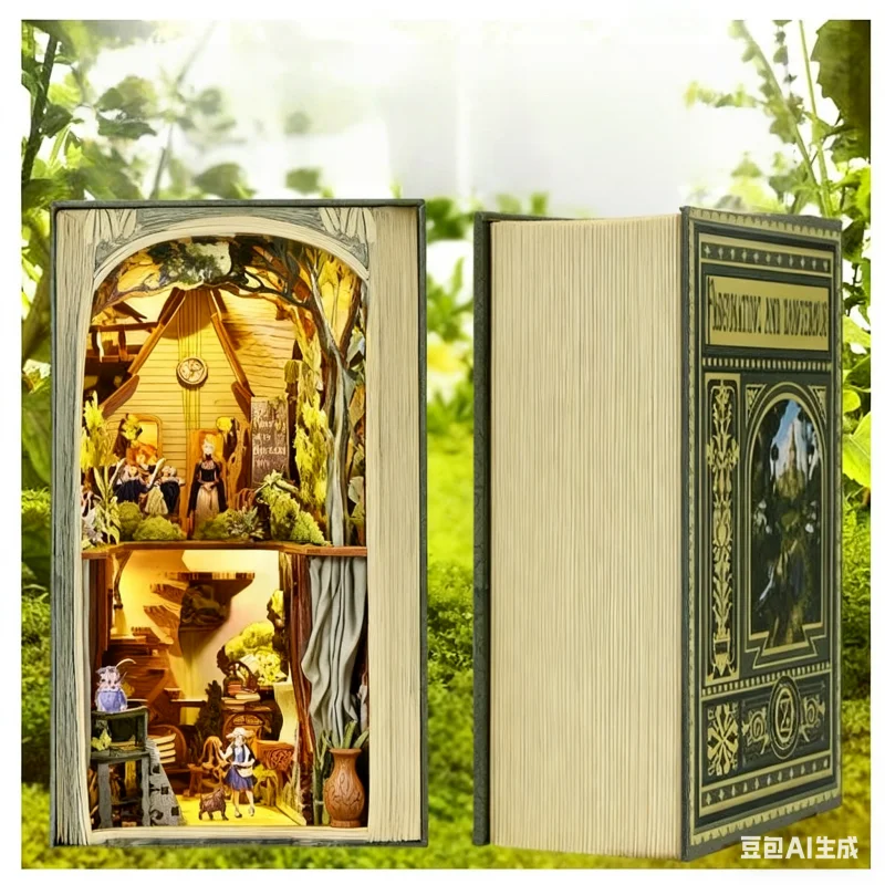 زاوية كتاب كوخ أوز السحرية، مجموعة ألغاز خشبية ثلاثية الأبعاد يمكنك صنعها بنفسك، هدية تحمل عنوان الأدب الخيالي لهواة الجمع #2