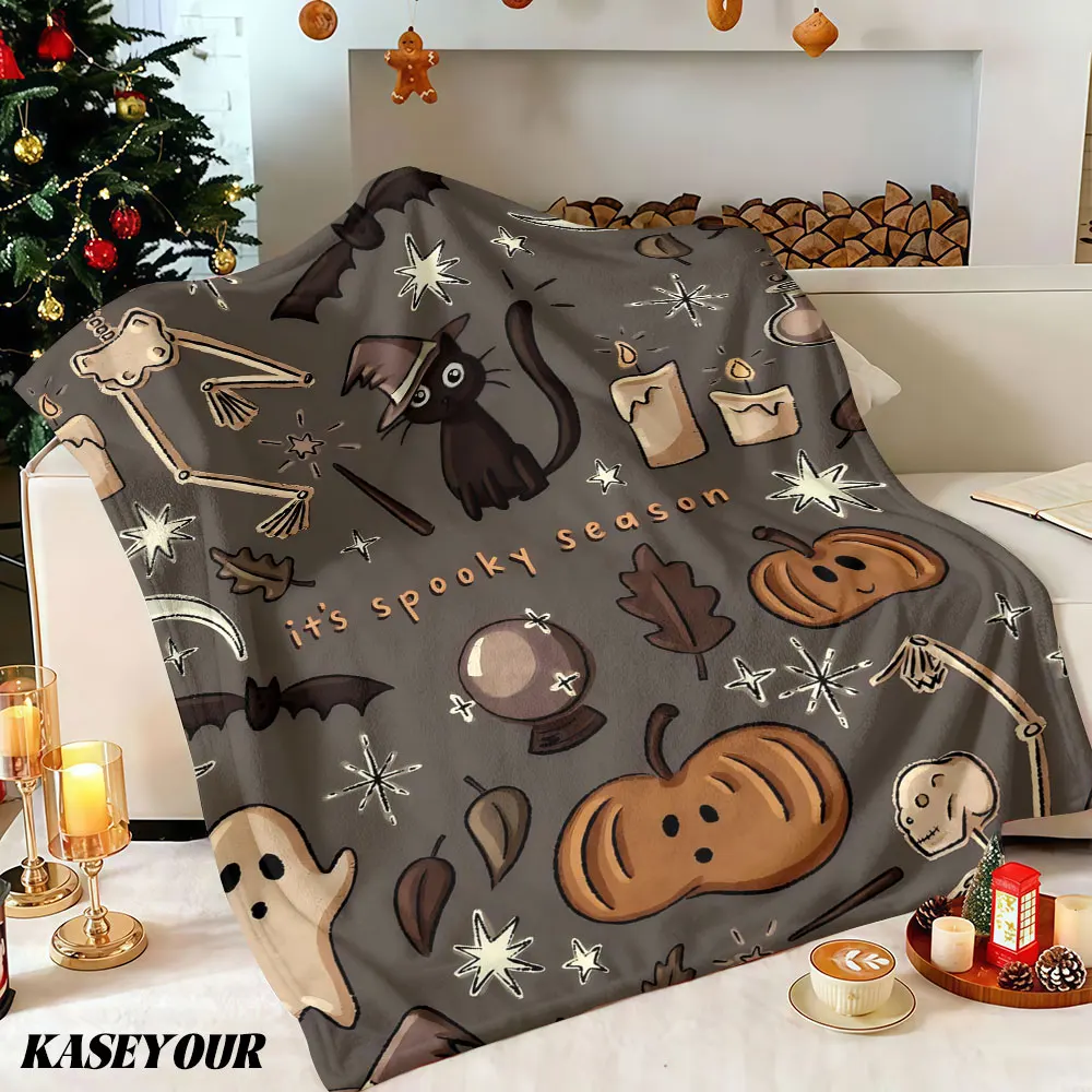 Spooky Delights Winter Summer Flannel Blanket Throw Fleece Soft Fuzzy Plush Cozy Fleece Blankets for Sofa Ideal Gifts
