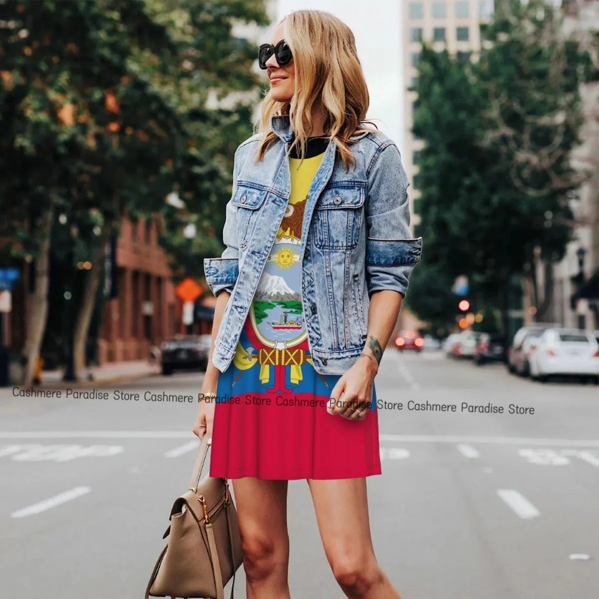 Women's Dress Flag Of Ecuador Summer Casual T Shirt Dresses Beach Cover up Tank Dress