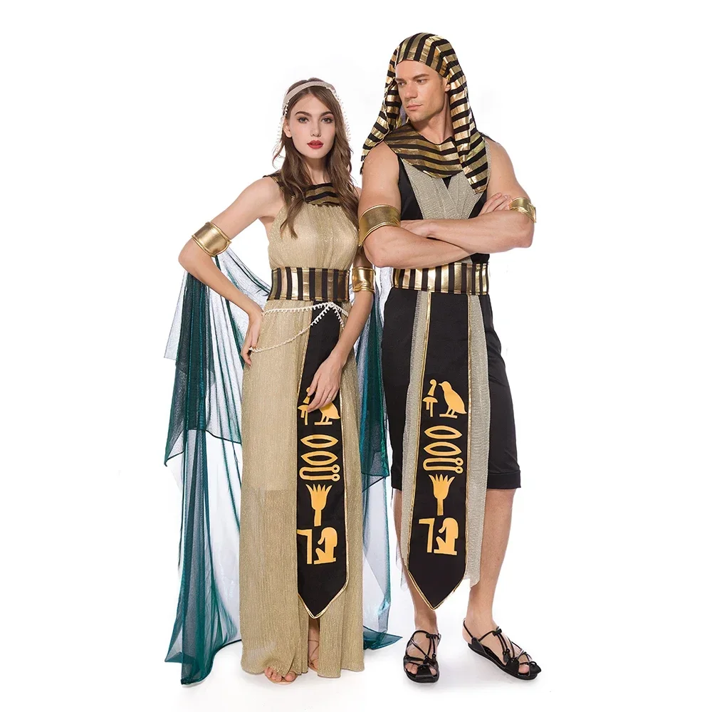 Costume da donna sexy Cleopatra Regina egiziana Cosplay Uomini adulti Costumi da faraone egiziano Vestito da festa operato da Halloween