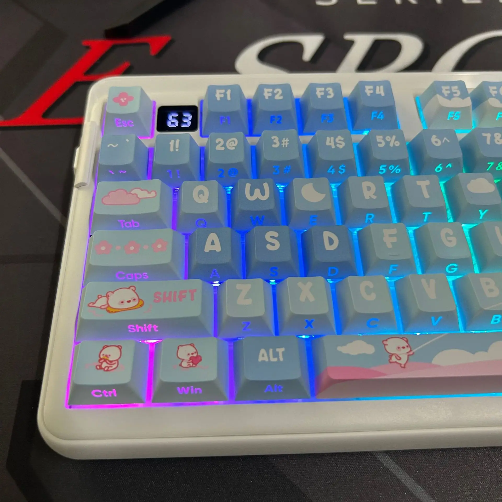 

Side engraved keycap character light transmission original factory height full five-sided thermal sublimation keycap mechanical