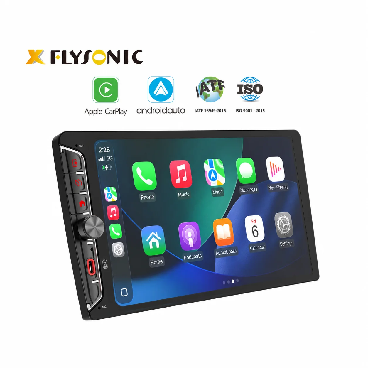 Flysonic New Panel 2 Din Car Dvd Player 9 Inch Android Car Radio Carplay Screen Stereo 2+32G Navigator Car Radio Android