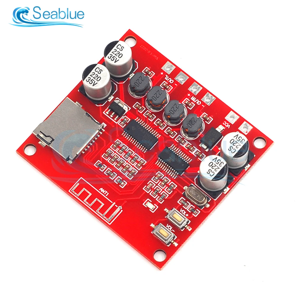 XH-A233 Dual 2*15W Bluetooth4.2 Digital Power Amplifier Board Stereo Wireless Music Player TF Card Play 12V-24V Audio Amp