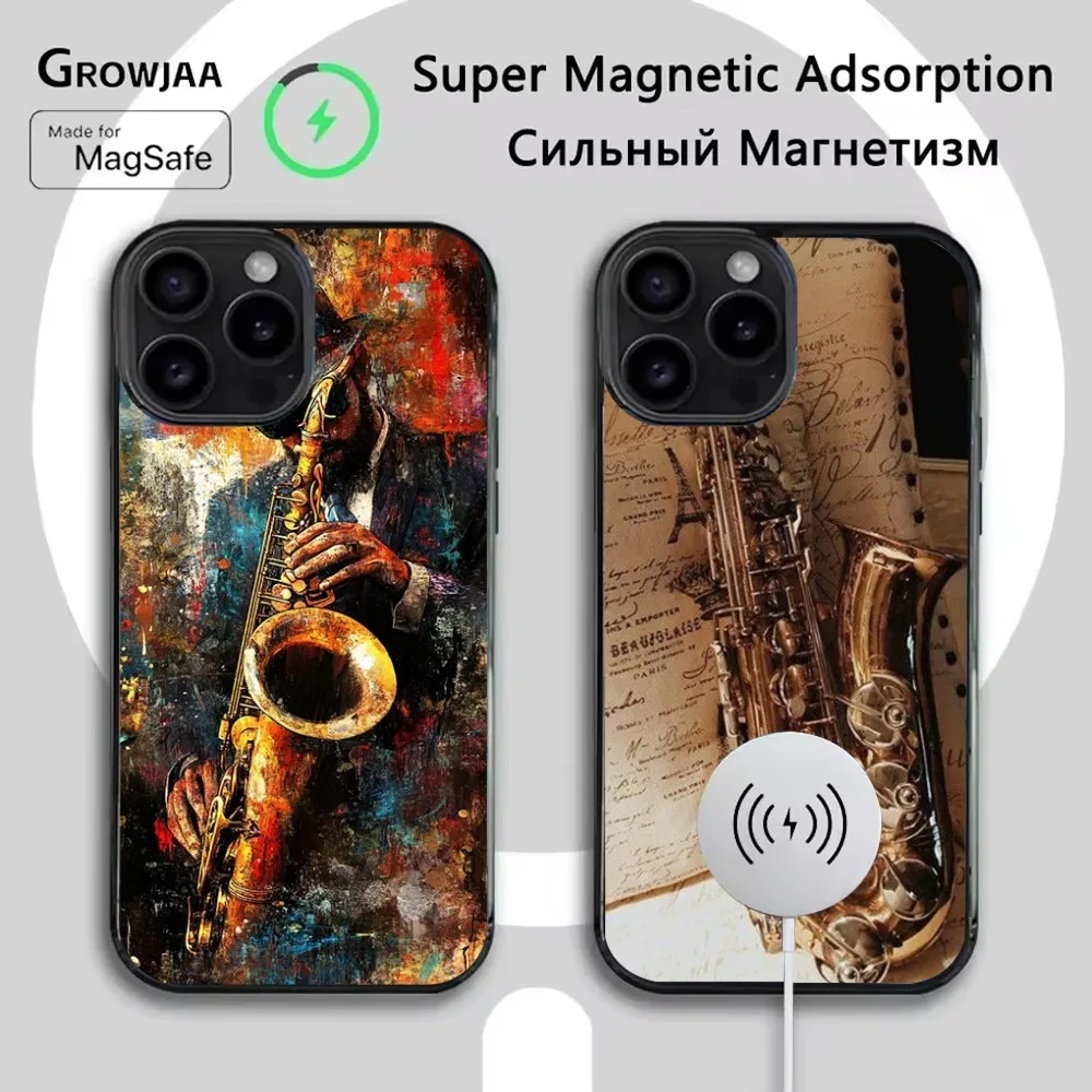 

Saxophone Music Phone Case For iPhone 16e,16,15,14,13,12,11,Plus,Pro,Max,Mini Magsafe Magnetic Wireless Charging