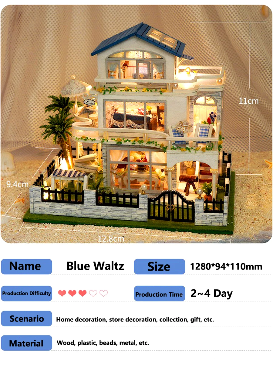 DIY Blue Waltz House Model TC15 - Create Your Glowing European