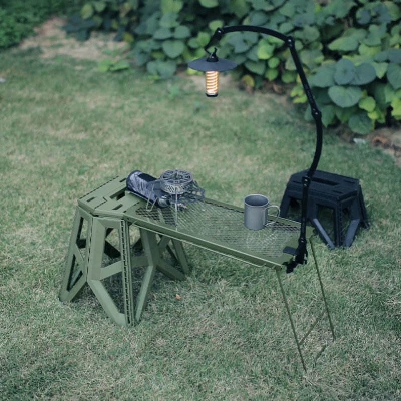 Folding Mesh Table for Camping Connectable to Camping Stool Camping Table With Chair & furniture Camping Accessories Pratical