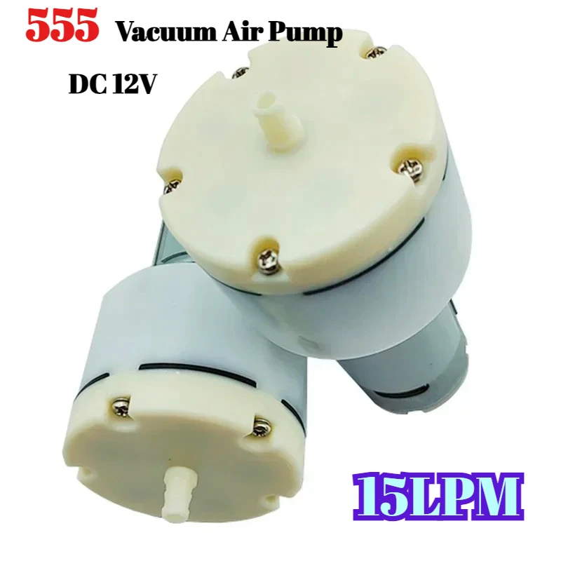 

12V 15LPM Large Flow High Pressure Mini 555 Vacuum Air Pump, Negative Pressure Suction Diaphragm Pump for DIY Packer Inflator