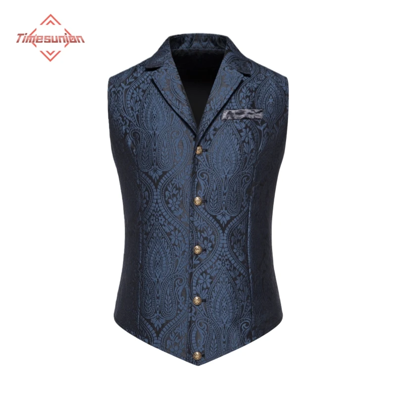 

Casual Fit Men's Suit Vest Holiday Casual Turn-down Collar Single-button Jacquard Slimming Men's Fashion Vest