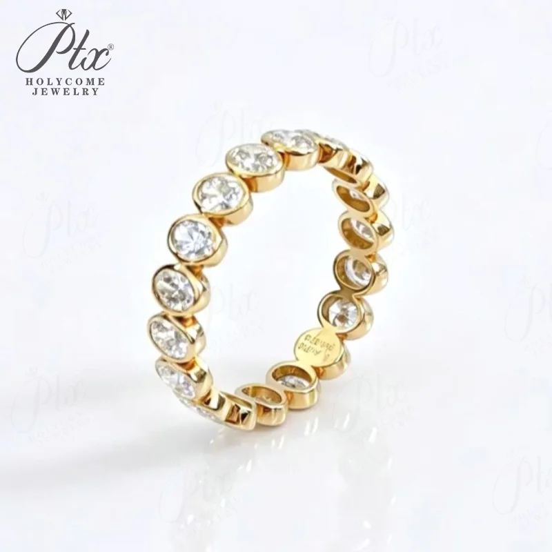 18K Gelbgold Diamantring DEF VS-VVS Ovaler Schliff Hochzeitsantrag Versprechen Edel für Damen Charms Tägliches Tragen Holycome Schmuck – Detail 1