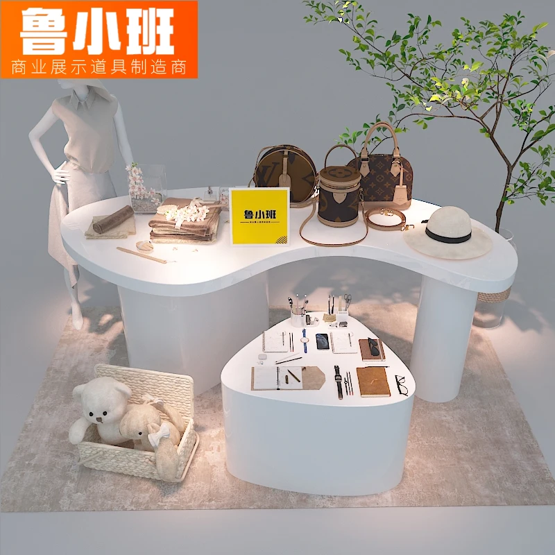 Clothing store Nakajima display table display decorative props high and low water table stand white paint stand