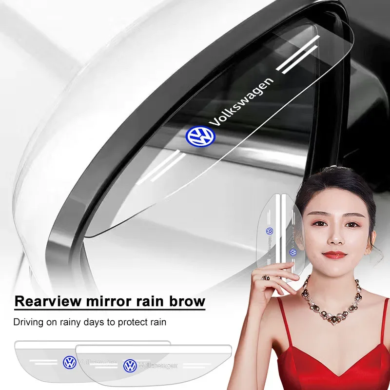 

2Pc Car Rear View Mirror Sticker Rain Shield Shade Cover Styling for VW B7 B6 B5 Golf 4 5 6 Polo Passat Jetta Mk6 Tiguan GTI