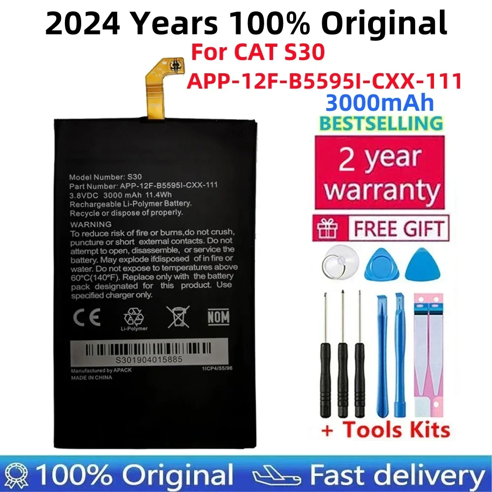 

100% Original New For Caterpillar CAT S30 Battery 3000mAh APP-12F-B5595I-CXX-111 Batteries Batteries +Gift Tools