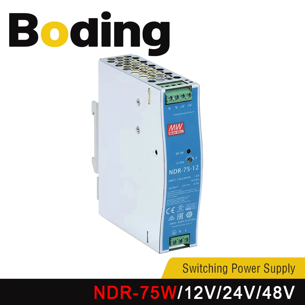 

Boding Ndr-75w 12v 6.3a 24v 3.2a 48v 1.6a Switching Power Supply