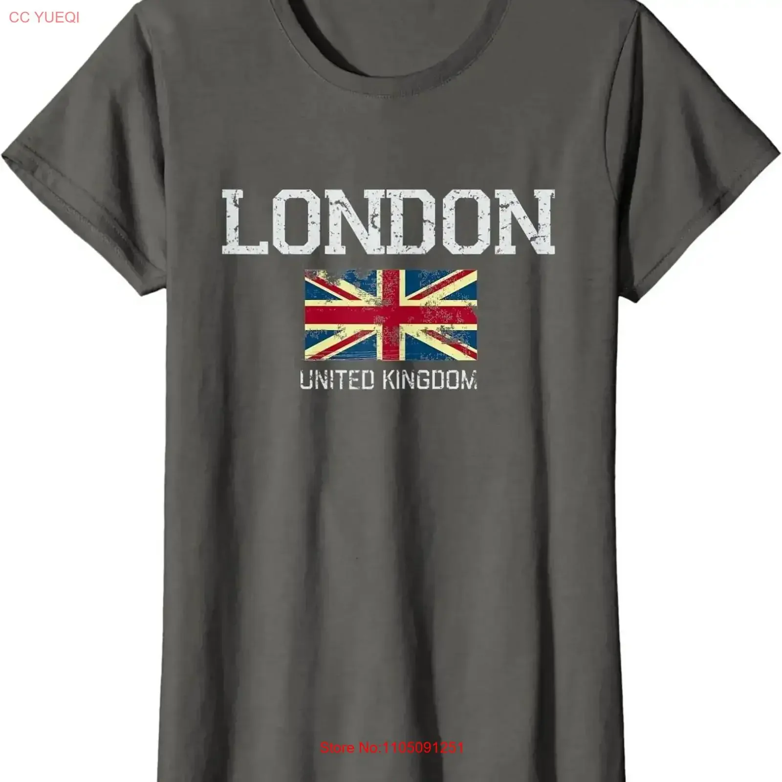 

Vintage London England United Kingdom Souvenir Ladies' Crewneck T Shirt vintage Washed Soft streetwear Breathable Versatile