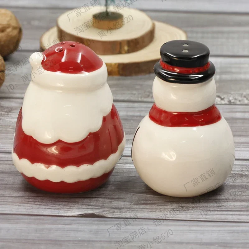 Wan Sheng Christmas Ceramic Seasoning Bottle, 2 Pepper Salt Jars