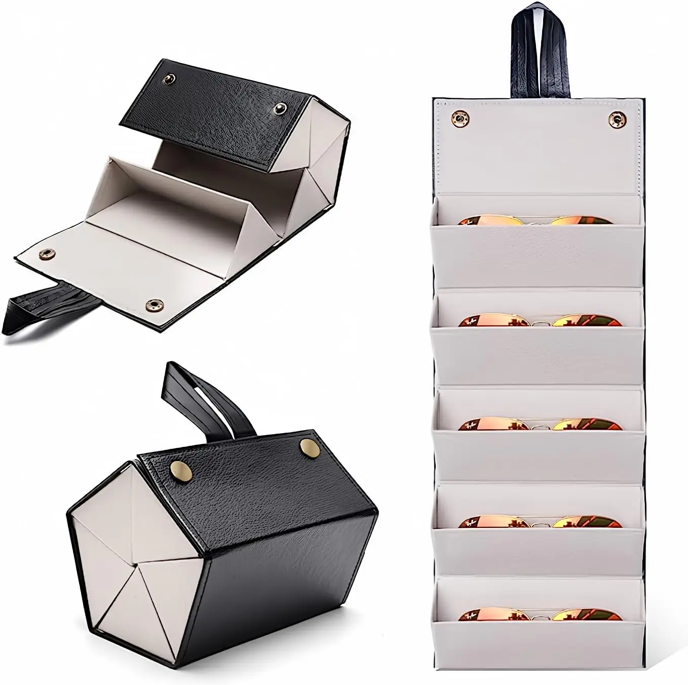 Portable Foldable Glasses Box 2/3/6 Multi-slot Eyeglass Storage Display Organizer PU Leather Travel Sunglasses Case
