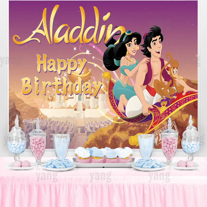 Aladdin Jasmin Disney Prinzessin Hochzeit Wüste Burg Hintergrund Mädchen Geburtstag Party-Baby-Dusche Banner