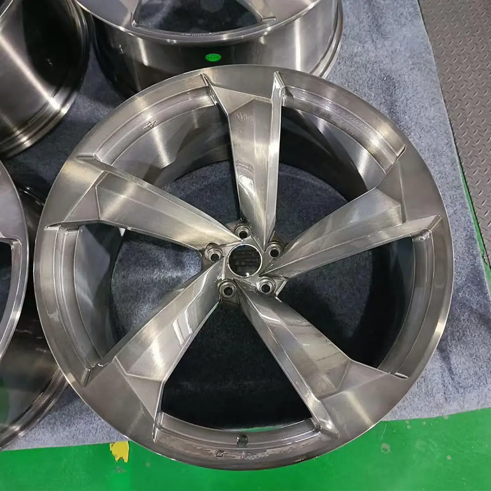 Custom 19/20/21 Inch 5x112 Deep Concave Blade Style 5 Spoke Brushed Forged Aluminium Alloy Wheel JJ1925