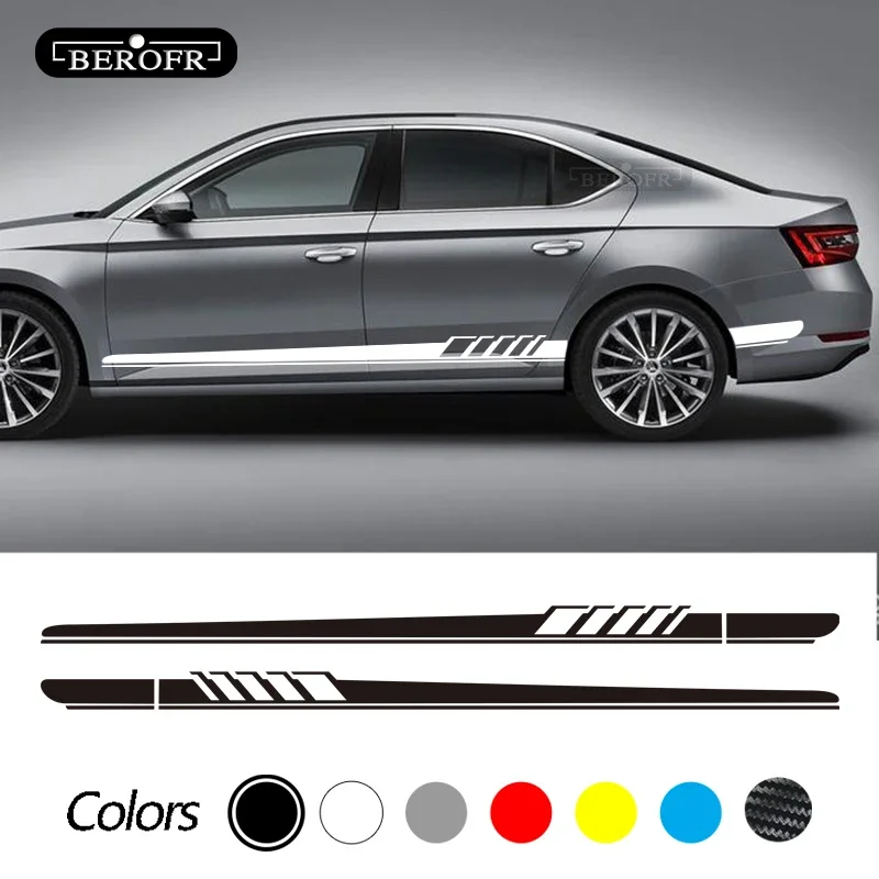 

Для Skoda Octavia 2 A7 A5 VRS Fabia 3 Rapid Superb 3 Kodiaq Scala Karoq Kamiq Наклейки на боковую дверь автомобиля Аксессуары для тюнинга автомобиля 2 шт.