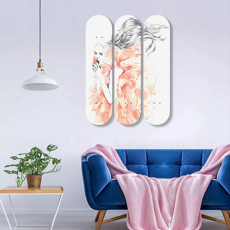 Set of 3pcs Decorative Board Pop Art Skateboard Wall Art 7-layer Maple Decoration Skateboard Furnish and Decorate for Home Decor