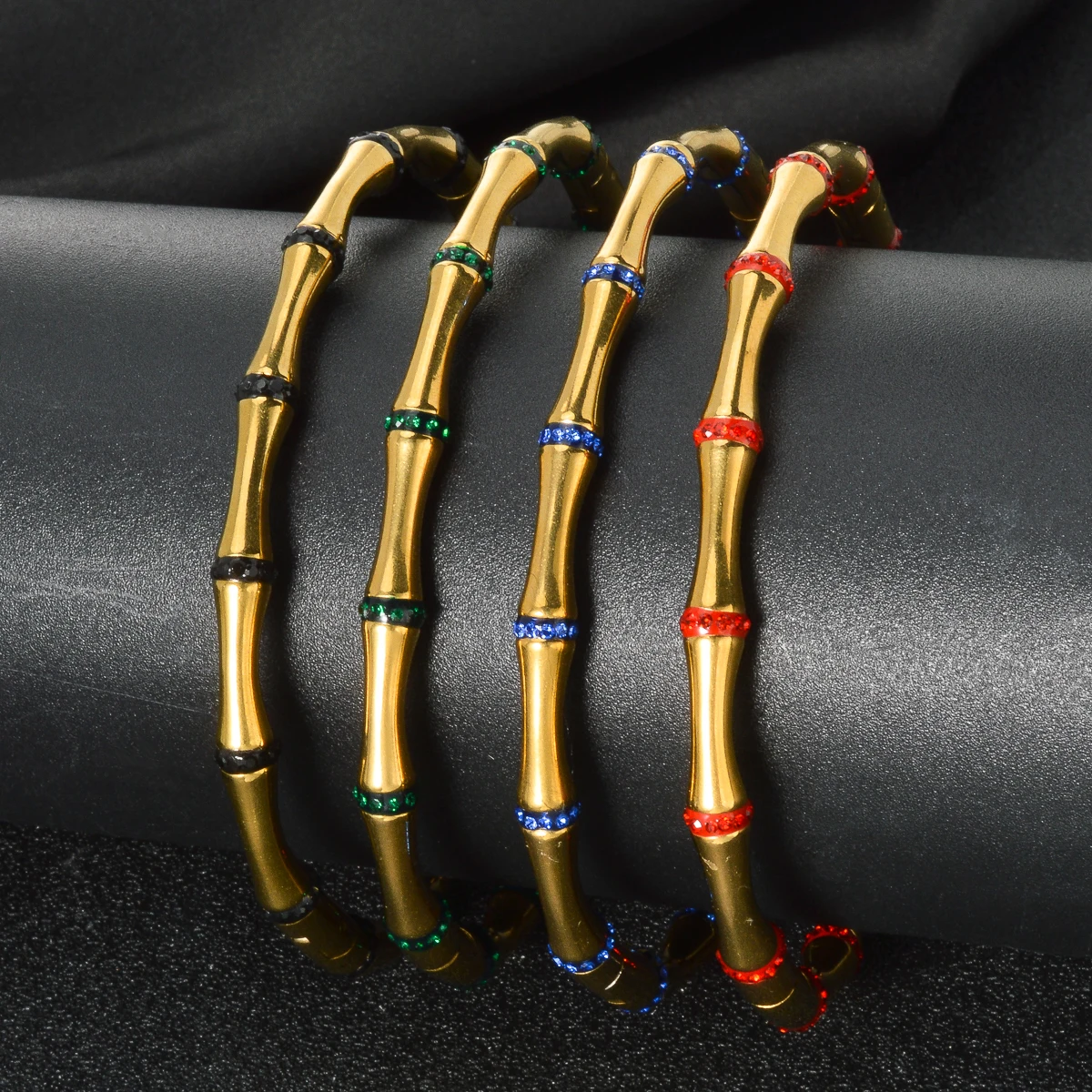 Ethnic Style Bamboo Wrist Bangle Stainless Steel 18K Gold Plated Bracelet Trendy Women Jewelry For Festival Vacation Party Gift