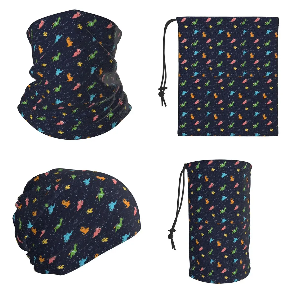 Dinosaurs In Space Pattern Bandana Neck Cover Printed Face Scarf Hiking Fishing Balaclava Unisex Adult All Season