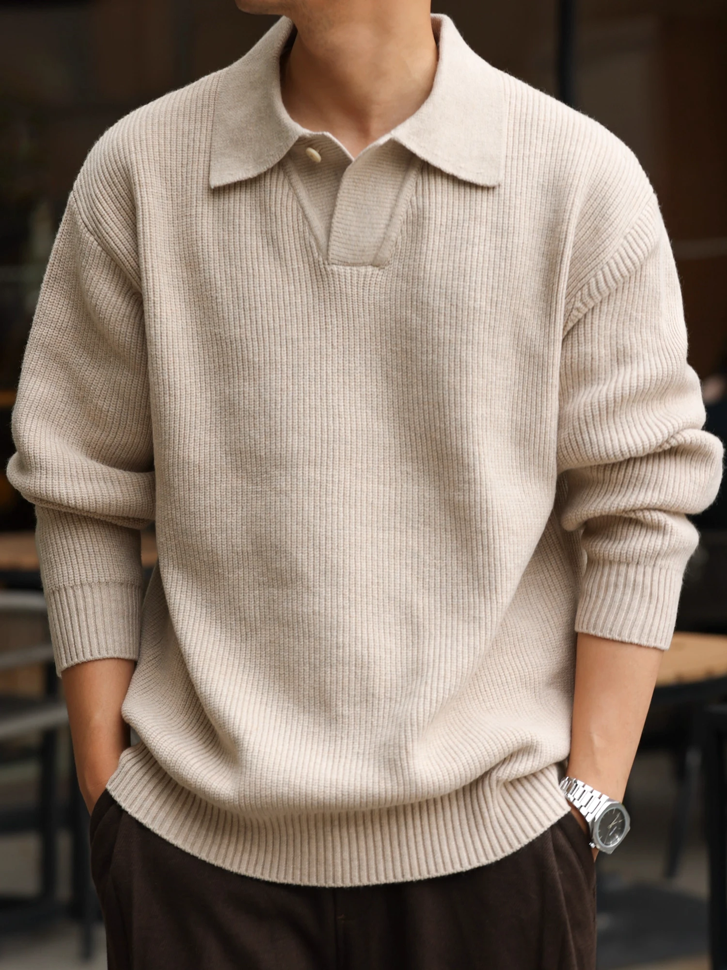 

Large Size American Retro Ne Knitted Sweater Men's Winter Heavyweight Loose Sle Knitwear Coat Single Button Casual S...