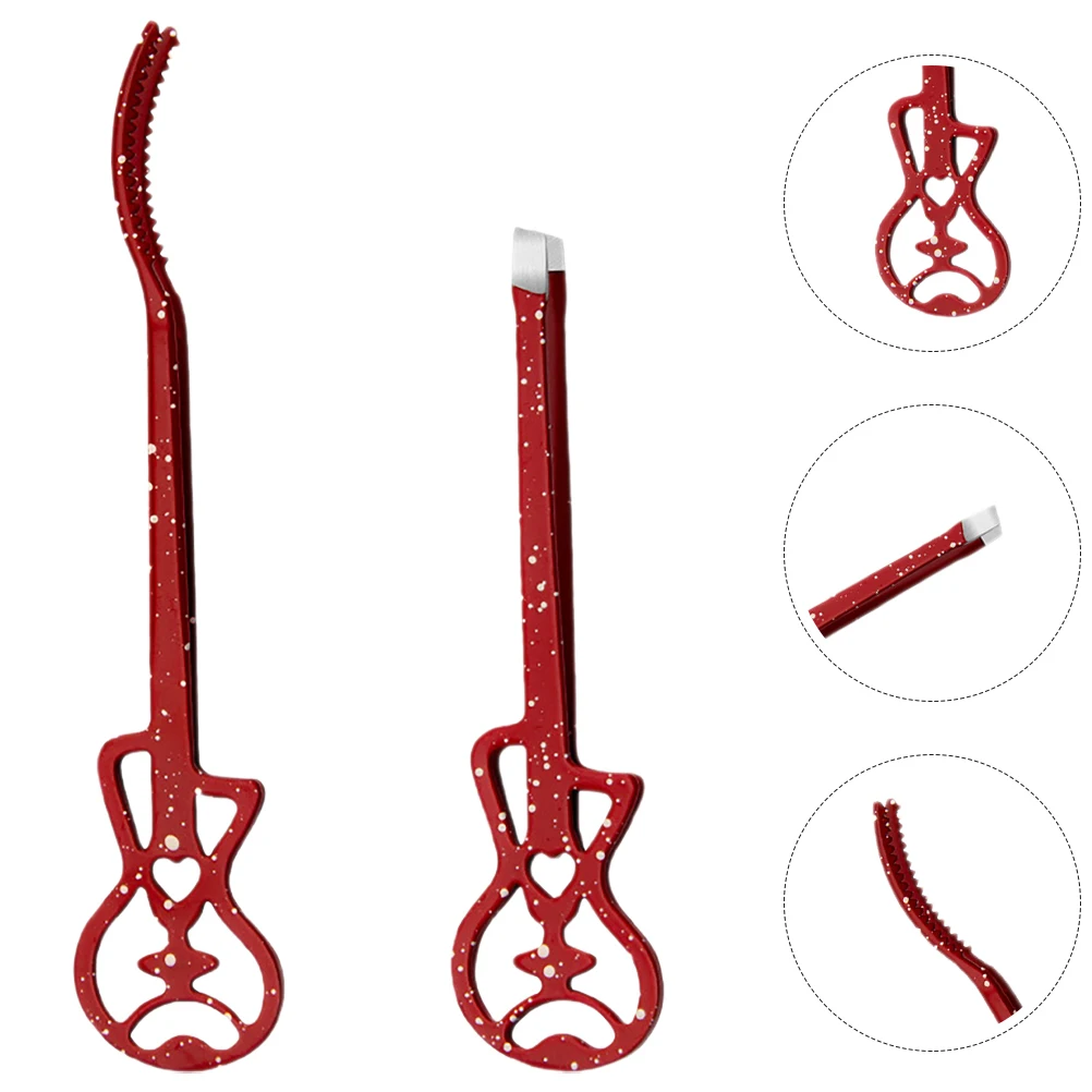 2 peças pinças modeladoras de cílios para cílios postiços vermelho aço inoxidável artesanato miss