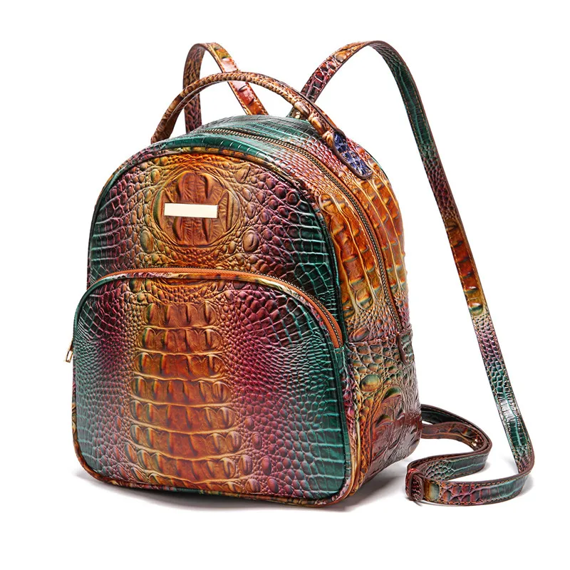 XMESSUN New Trendy Crocodile Pattern Backpack for Women,Fashion Luxury Designer Female PU Leather Handbag Vintage Travel Bag ins