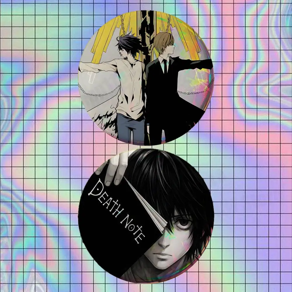 Yagami L Anime D-Death N-Note Brooch for Backpack Accessories 25,32,44,58,75mm Round Enamel Pins 2-piece set Cartoon Anime Badge