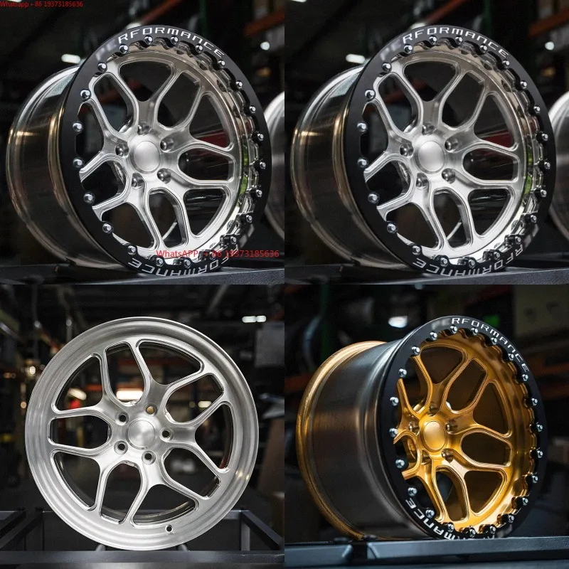 LZT-298 15 16 17 18 Inch Alloy Forged Drag Wheels Beadlock Wheels Brushed Multi Spoke for Corvette C6 C7 C8 High Performance