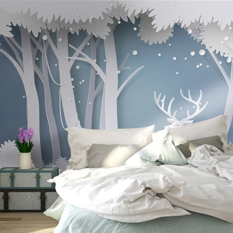 TV background wall decoration wall cloth 3D wallpaper European elk wall cloth Living room film and television wall wallpaper