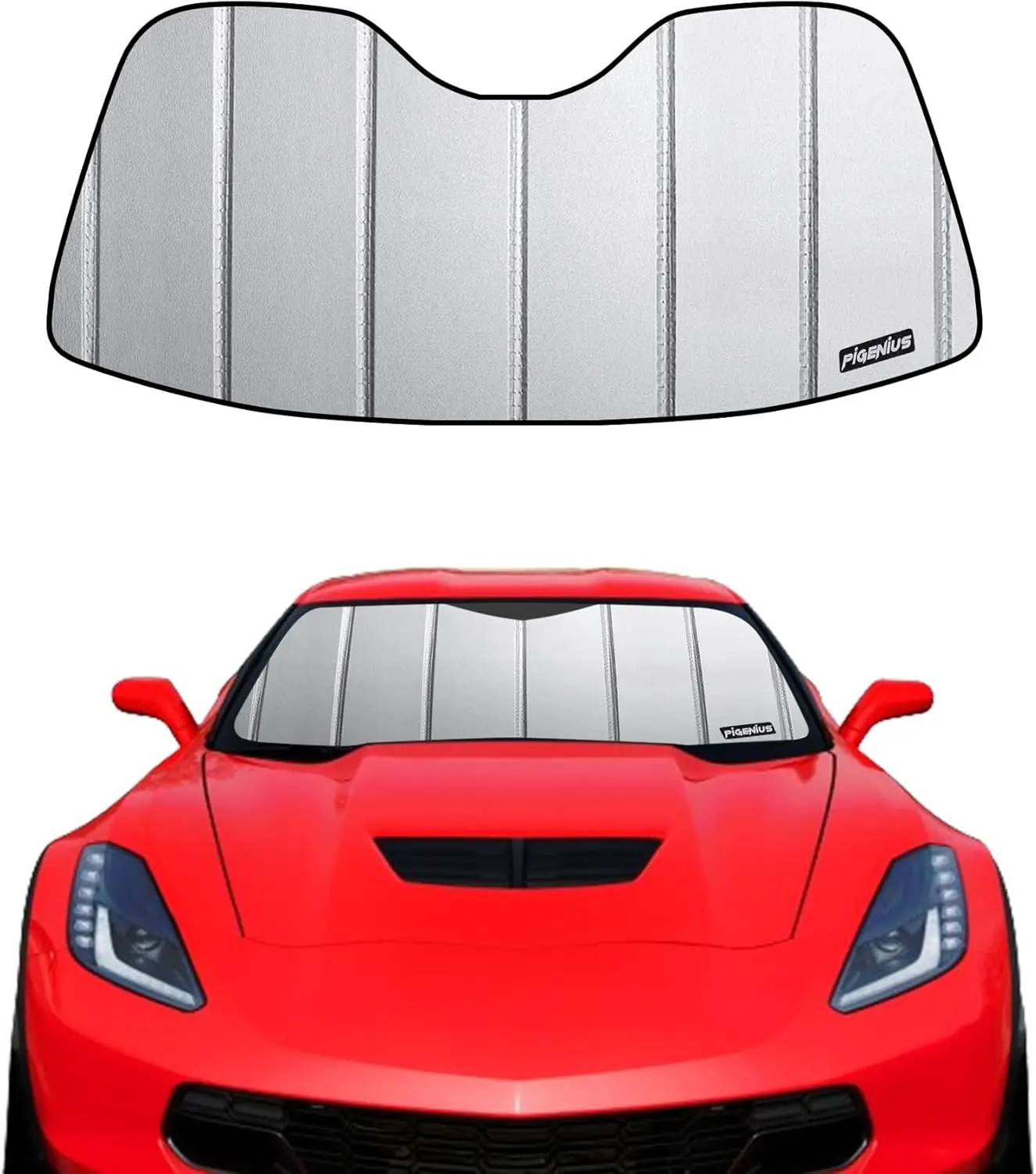

Custom Fit Sunshade for Corvette C7 2014-2019, Premium Grey Leather Finish