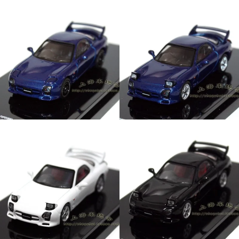 Diecast 1:64 Scale HobbyJapan Mazda RX7 Initial D Alloy Car Model Collectible Toy Gift Souvenir Display Ornament